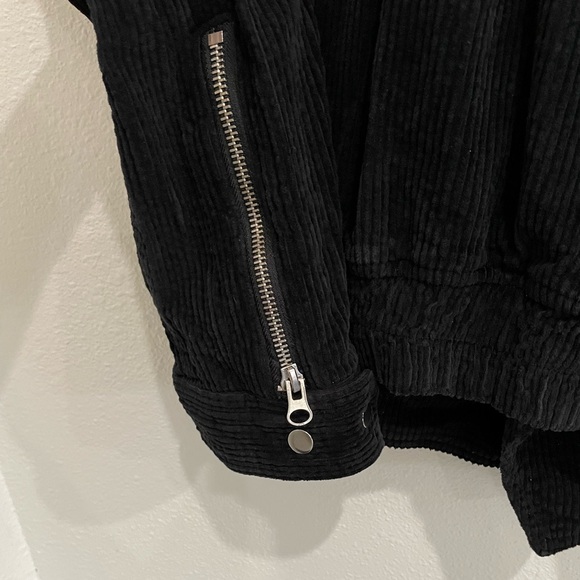 Free People Corduroy Jacket Moto Black Boho Oversized Grunge Biker - Picture 9 of 9